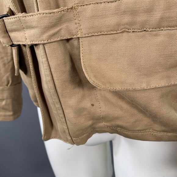 BOTTEGA VENETA Size 40 Khaki Linen Cotton Twill Buckles Zip Up Bondage Jacket - Picture 7 of 11